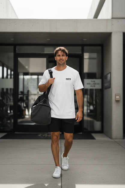 Man Walking Out of Gym in MoYB Everyday Tee