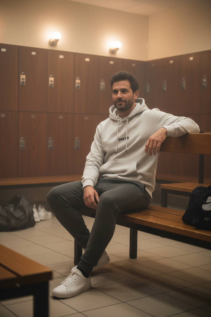MoYB Off-White Mindful Hoodie - Gym Changing Room