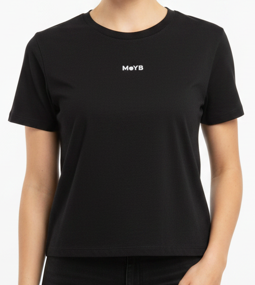 MoYB Women's Everyday Tee Black - Centre Logo
