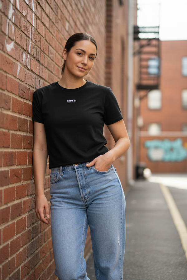 MoYB Women's Everyday Tee Black — Urban Lifestyle Shot