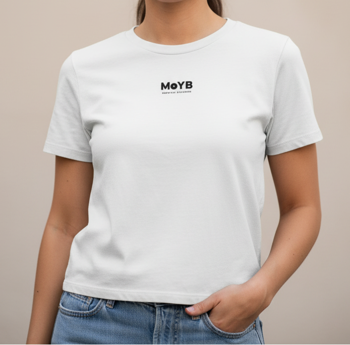 MoYB Women's Everyday Tee White — Torso Lifestyle Shot